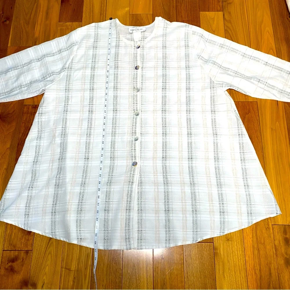 Lida Caputo Y2K Vintage Linen Blend Top Swim Cover Up Women's Plus size 2X - Picture 5 of 9